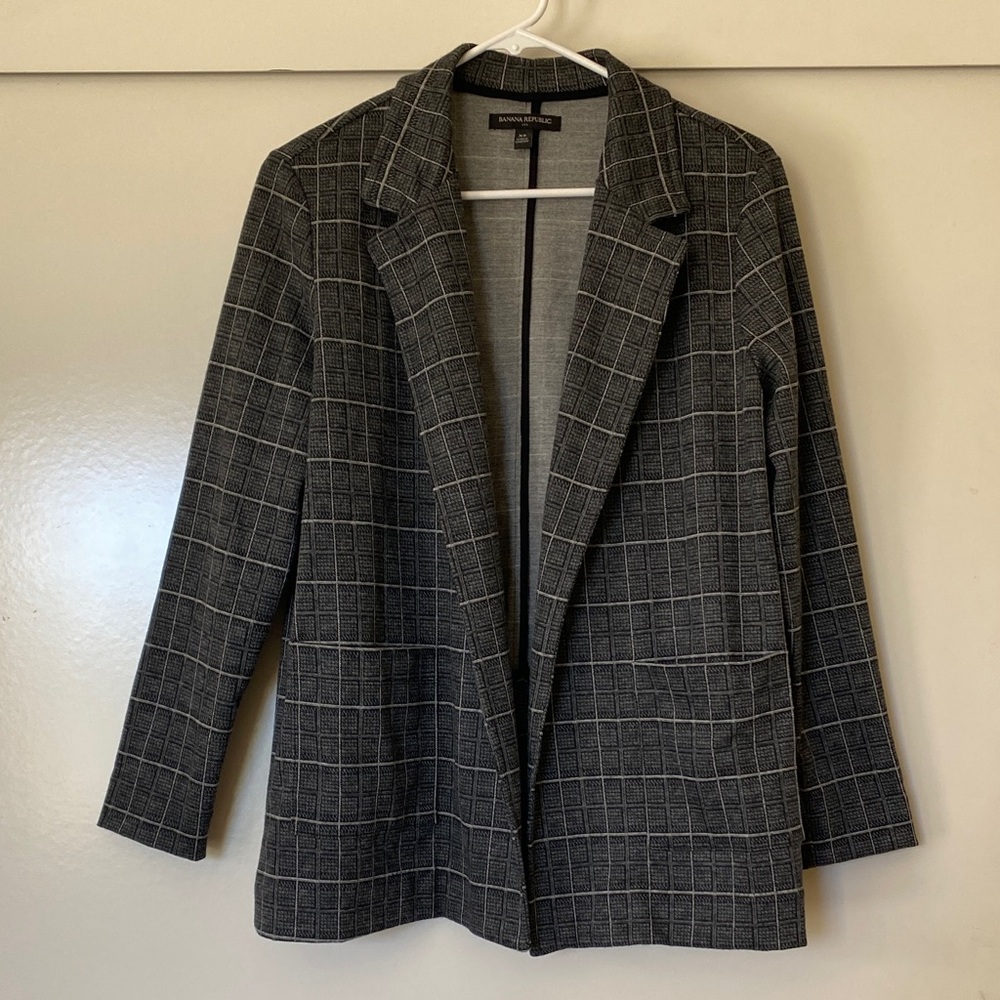 Banana Republic Gray Plaid Blazer